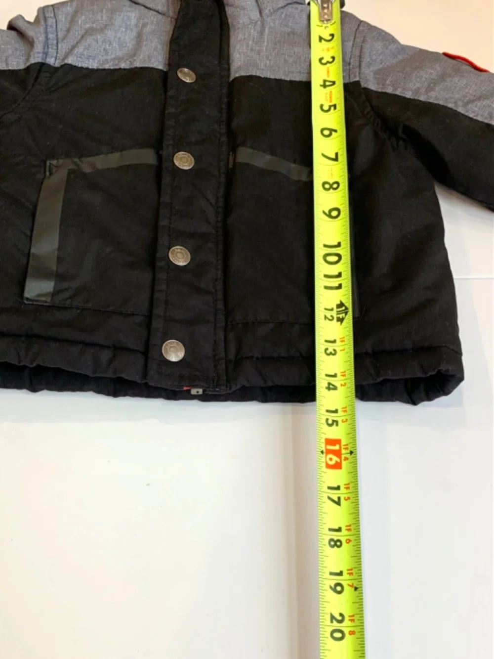 Carter’s Boys Insulated Hooded Puffer Jacket Full Zip Snap Colorblock Black Gray